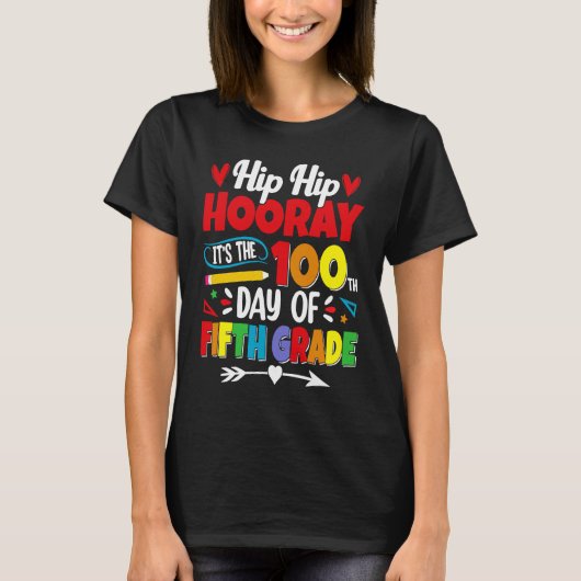 T-shirt 100 Days Of School For Kids Boys Fifth Grade Teach (Devant)