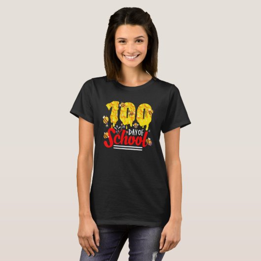 T-shirt 100 Days Of School Group Cute Bees Funny Teachers (Devant entier)