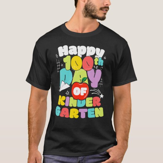 T-shirt 100 Days Of School Kindergarten Brighter Teacher A (Devant)