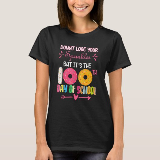 T-shirt 100 Days Of School Kindergarten Donut For Students (Devant)