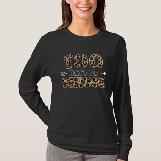 T-shirt 100 Days Of School Leopard Happy 100th Day Of Scho (Devant)