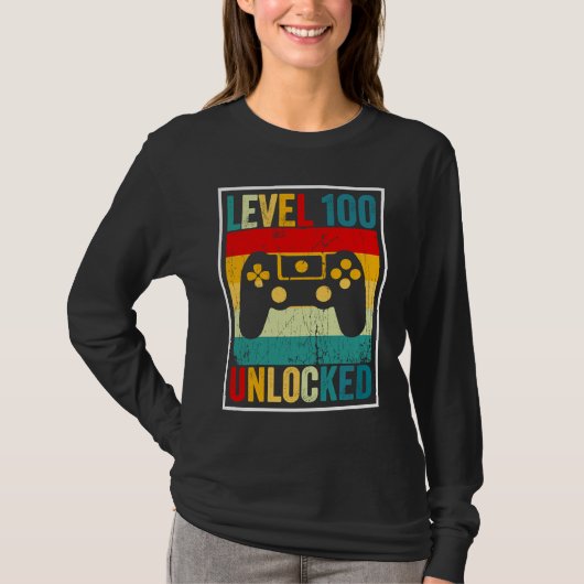 T-shirt 100 Days Of School Level Unlocked Gamer Video Game (Devant)
