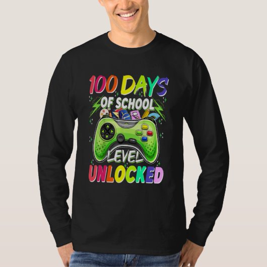 T-shirt 100 Days of School Level Unlocked Video Games Game (Devant)
