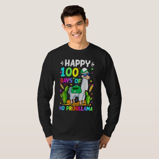 T-shirt 100 Days Of School No Prob Llama Llama Teacher 100 (Devant entier)