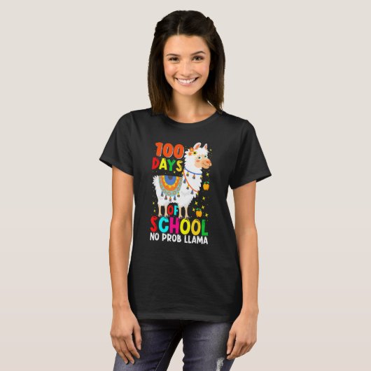 T-shirt 100 Days Of School No Prob Llama Llama Teacher And (Devant entier)