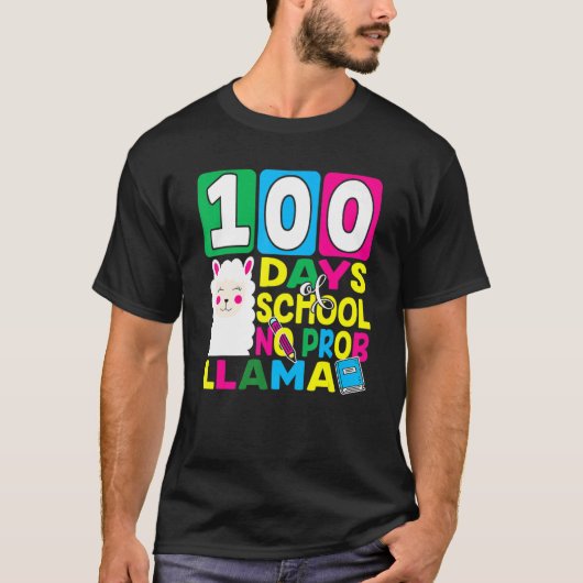 T-shirt 100 Days Of School No Prob Llama Llama Teacher And (Devant)