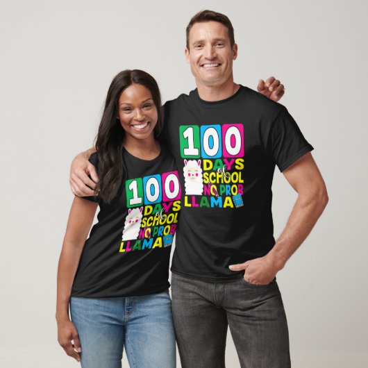 T-shirt 100 Days Of School No Prob Llama Llama Teacher And (Unisexe)