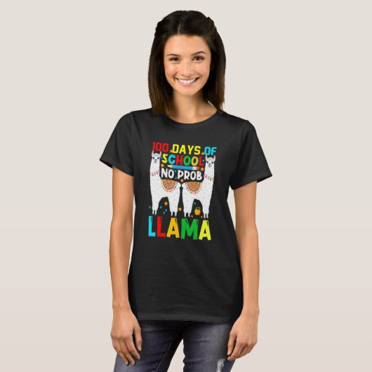 T-shirt 100 Days Of School No Prob-llama Llama Teacher And (Devant entier)