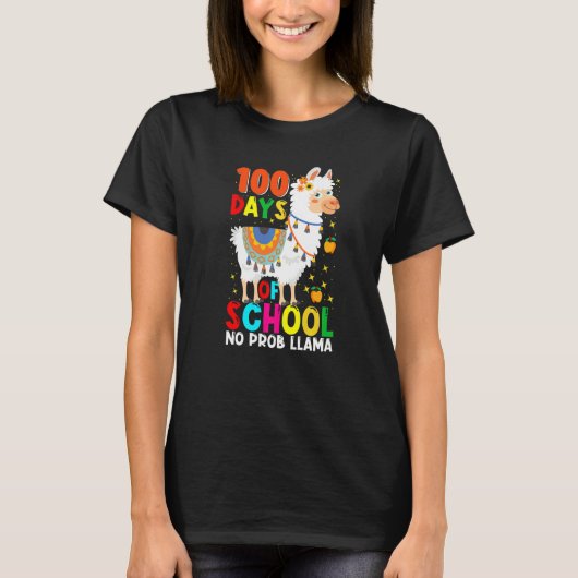 T-shirt 100 Days Of School No Prob-llama Llama Teacher And (Devant)