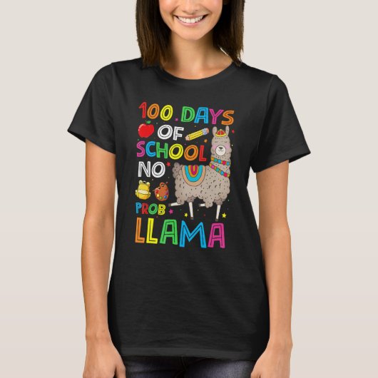 T-shirt 100 Days Of School No Prob-llama Llama Teacher And (Devant)