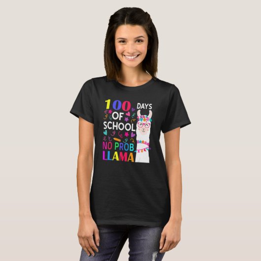 T-shirt 100 Days Of School No Prob Llama Llama Teacher Stu (Devant entier)