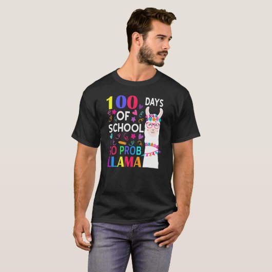 T-shirt 100 Days Of School No Prob Llama Llama Teacher Stu (Devant entier)