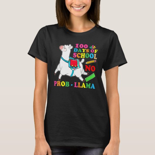 T-shirt 100 Days Of School No Prob Llama Lover Teacher Kid (Devant)