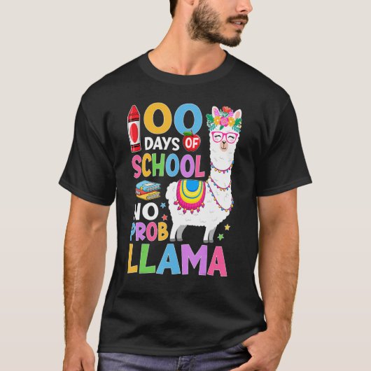 T-shirt 100 Days of School No Probllama 100th Day Girls St (Devant)