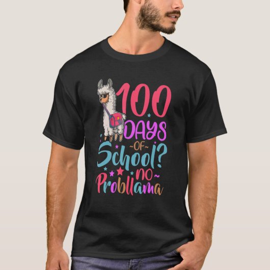 T-shirt 100 Days of School No Probllama Llama 100th Day Of (Devant)