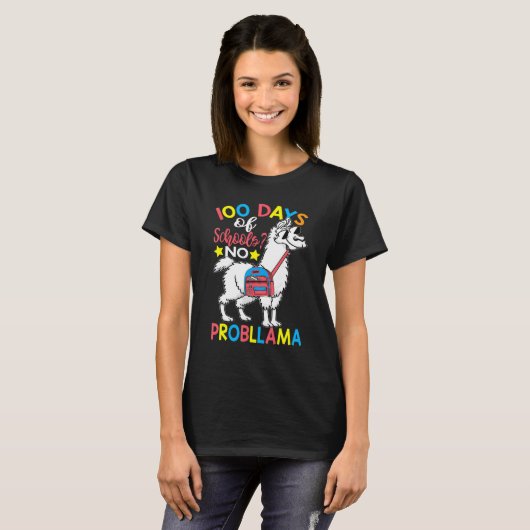 T-shirt 100 Days of School No Probllama Llama 100th Day Of (Devant entier)