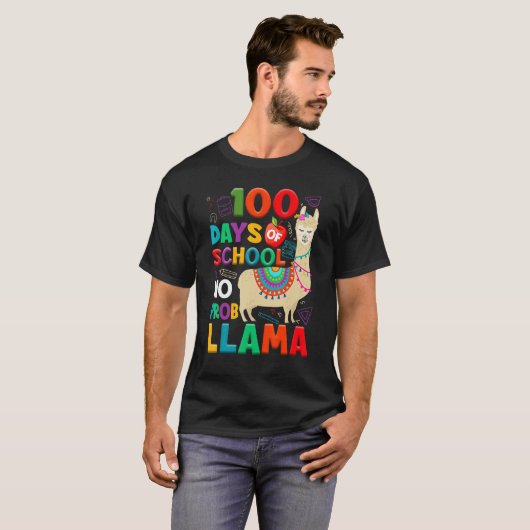 T-shirt 100 Days of School No Probllama Llama 100th Day Te (Devant entier)