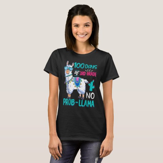 T-shirt 100 Days Of School No Probllama Llama 3rd Grade Te (Devant entier)