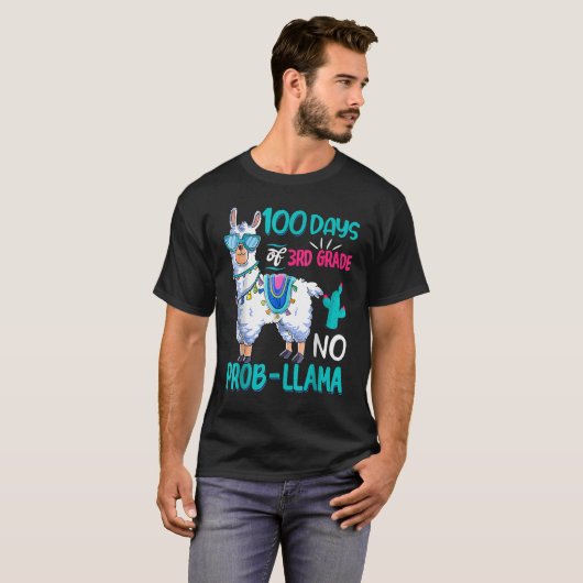 T-shirt 100 Days Of School No Probllama Llama 3rd Grade Te (Devant entier)