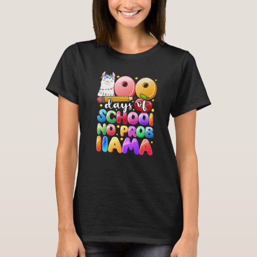 T-shirt 100 Days of School No Probllama Llama Gift Kids Gi (Devant)