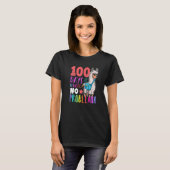 T-shirt 100 Days of School No Probllama Llama Happy 100th (Devant entier)