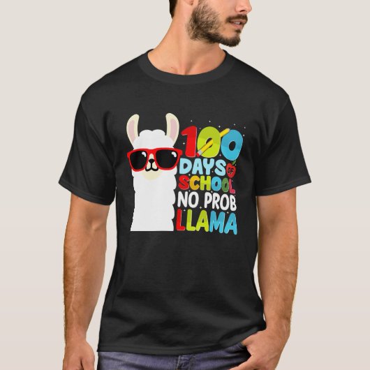 T-shirt 100 Days Of School No Probllama Llama Lover Studen (Devant)