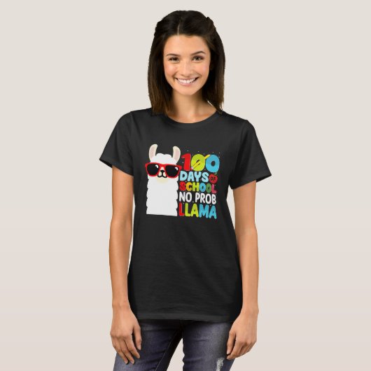 T-shirt 100 Days Of School No Probllama Llama Lover Studen (Devant entier)