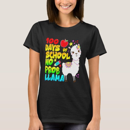 T-shirt 100 Days Of School No Probllama Llama Teachers Stu (Devant)