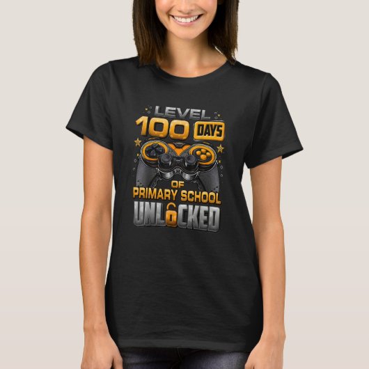 T-shirt 100 Days Of School Primary School Level Unlocked V (Devant)