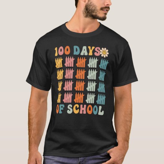 T-shirt 100 Days of School Retro Happy 100th Day (Devant)