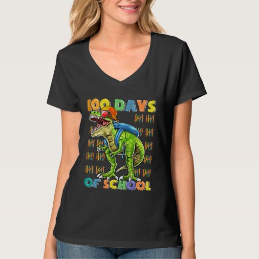 T-shirt 100 Days Of School  rex 100 Days Smarter 100th Day (Devant)