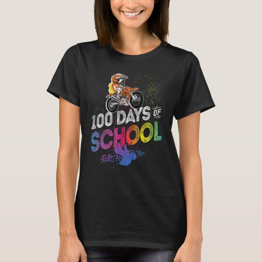 T-shirt 100 Days Of School Rider Dirt Bike Backpack For Bo (Devant)