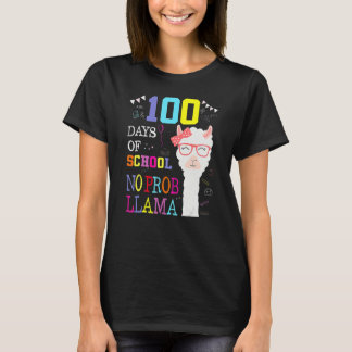 T-shirt 100 Days Of School Shirt No Probllama Llama 100Th