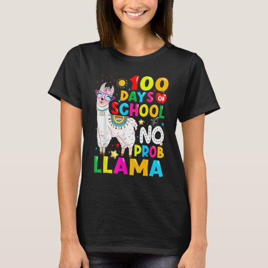 T-shirt 100 Days Of School Shirt No Probllama Llama Funny (Devant)
