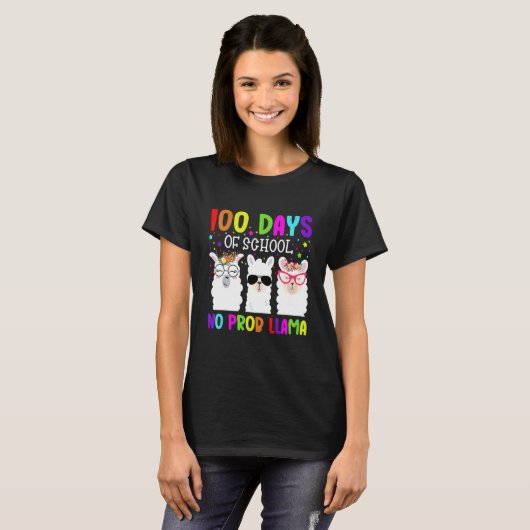 T-shirt 100 Days of School Shirt No Probllama Llama Teache (Devant entier)