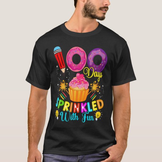 T-shirt 100 Days Of School Sprinkled With Fun Cute Cupcake (Devant)