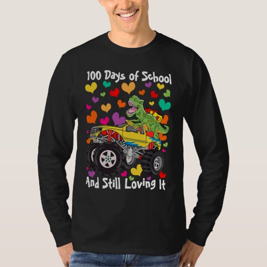 T-shirt 100 Days of School & Still Loving It Dinosaur Mons (Devant)