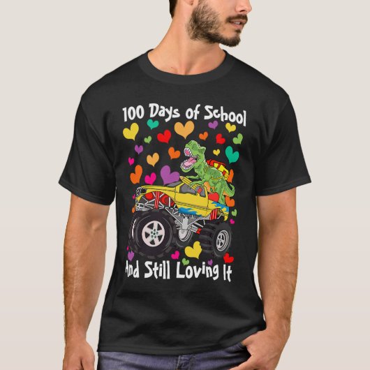 T-shirt 100 Days of School & Still Loving It Dinosaur Mons (Devant)