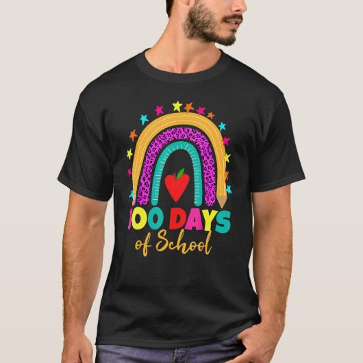 T-shirt 100 Days Of School Teacher 100 Days Smarter Rainbo (Devant)