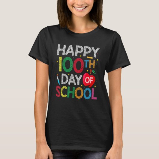 T-shirt 100 Days Of School Teacher and Kids Happy 100th Da (Devant)