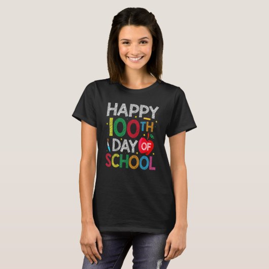 T-shirt 100 Days Of School Teacher and Kids Happy 100th Da (Devant entier)