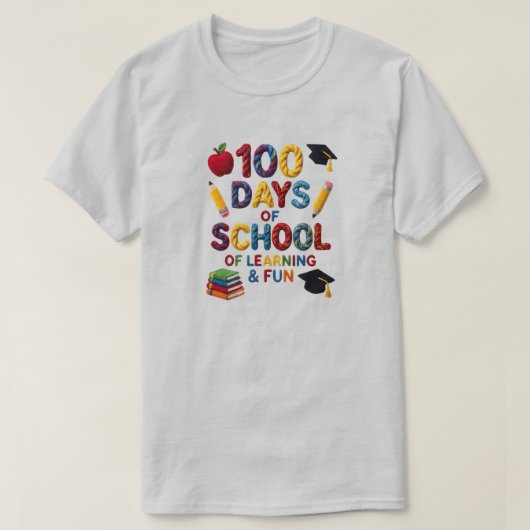 T-shirt 100 Days of School ,Teacher, Faux Yarn Bow Style (Design devant)