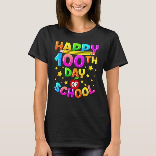 T-shirt 100 Days Of School Teacher Student Happy 100th Day (Devant)