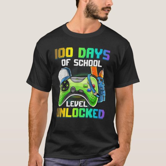 T-shirt 100 Days of School Video Games Level Unlocked Game (Devant)