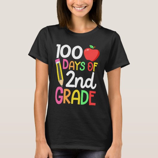 T-shirt 100 Days Of Second 2nd Grade Teacher 100th Day Of (Devant)