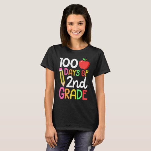 T-shirt 100 Days Of Second 2nd Grade Teacher 100th Day Of  (Devant entier)