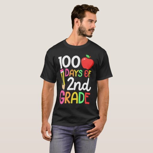 T-shirt 100 Days Of Second 2nd Grade Teacher 100th Day Of  (Devant entier)