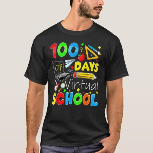 T-shirt 100 Days Of Virtual School Funny 100th Day Of Scho (Devant)