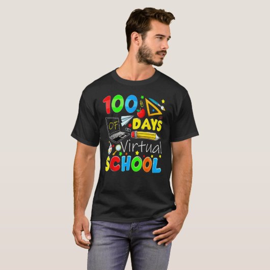 T-shirt 100 Days Of Virtual School Funny 100th Day Of Scho (Devant entier)