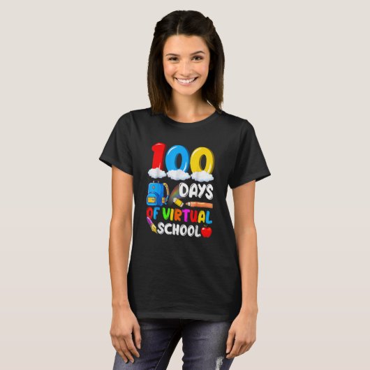 T-shirt 100 Days Of Virtual School Funny 100th Day Of Scho (Devant entier)